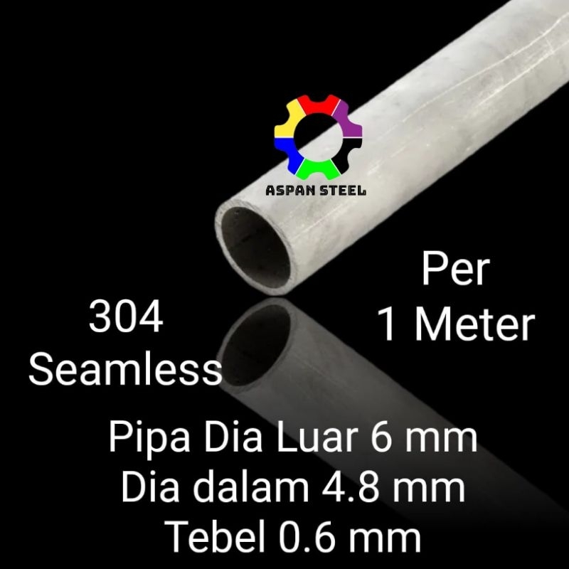 Pipa seamless 6mm stainless steel 304