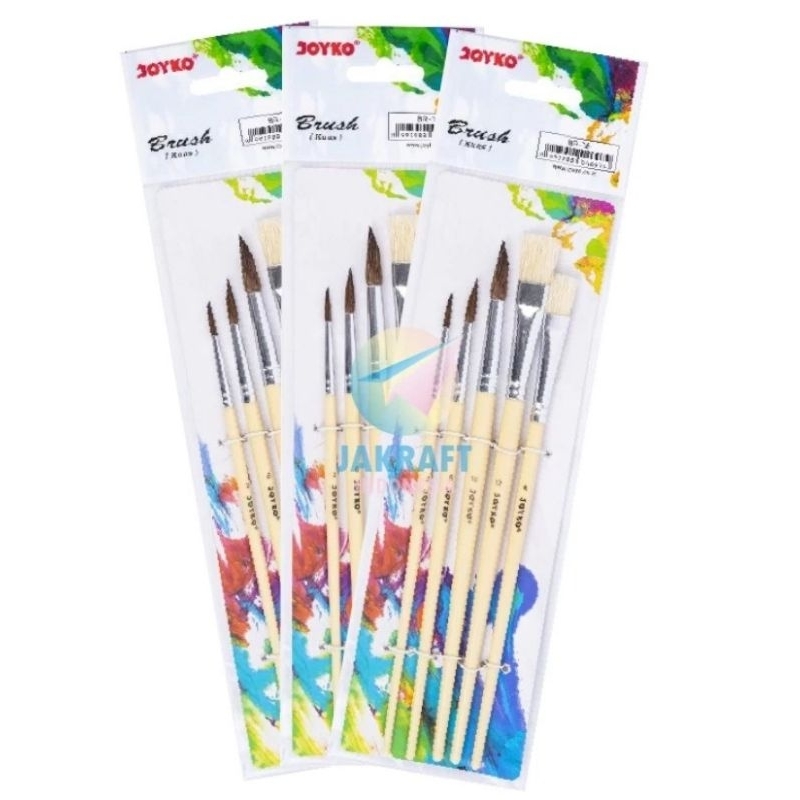 

(5 Pcs) Set Paket Brush Kuas Cat Air Poster Akrilik Acrylic JOYKO BR-16 (No. 2, 6, 8, 10 dan 12)