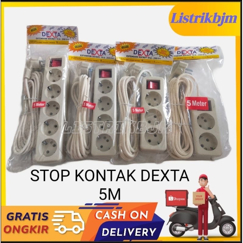 STOP KONTAK DEXTA 3/4/5 LUBANG 5 METER