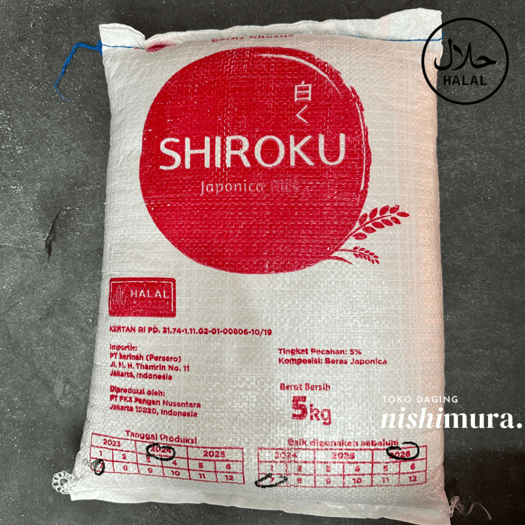 

Beras Sushi Japonica Jepang SHIROKU 5kg - Bulet Pulen - Nishimurashop Nishimura