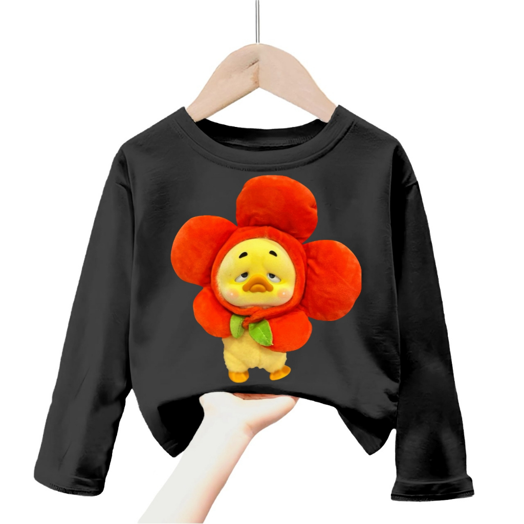 baju kaos anak perempuan/lakilaki gambar upset duck flower cute lengan panjang 1-12tahun k.215