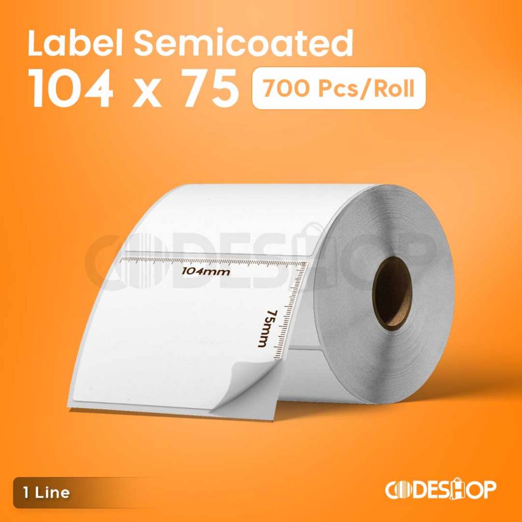 

LABEL PRINTER BARCODE 104X75MM - 104X75 MM - 1 LINE SEMICOATED ISI 700 pcs