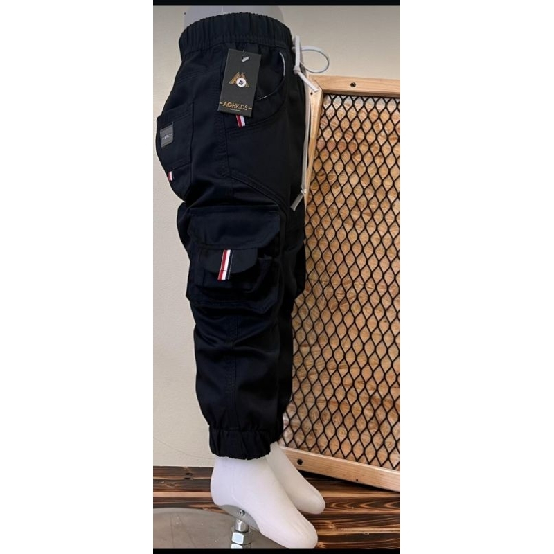 celana panjang anak jogger cargo hitam putih / celana hitam putih / celana anak hitam putih 1-10 tah