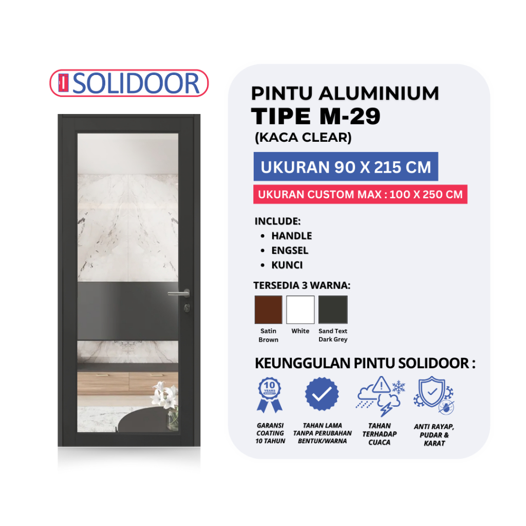 Pintu Kaca Aluminium Solidoor M-29