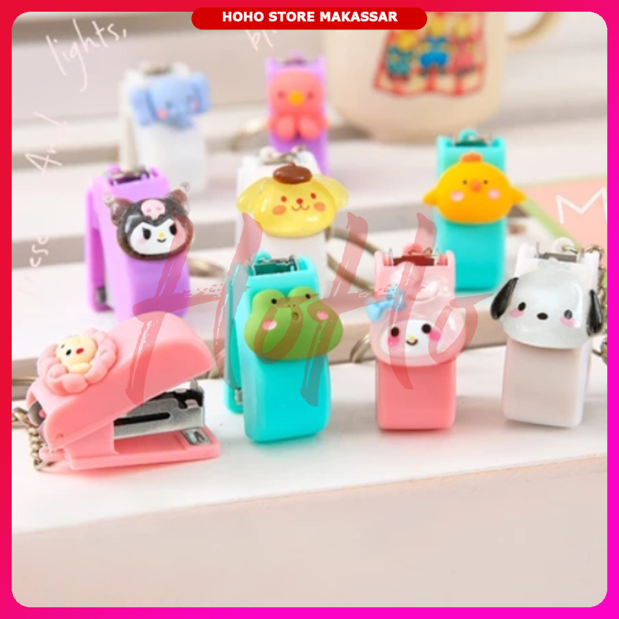 Stapler Mini Model Gantungan Kunci Staples Motif Karakter Hekter Lucu Klip Kecil - STAP2