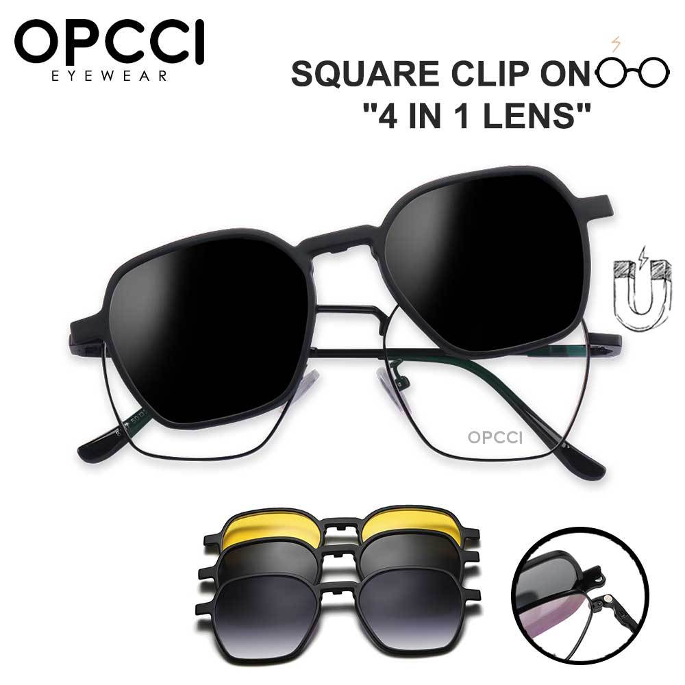 OPCCI Kacamata Clip On Free 3 Clip Lens Polarized 4in1 Multifungsi Bahan TR90+Metal Kuat Kokoh Fashi