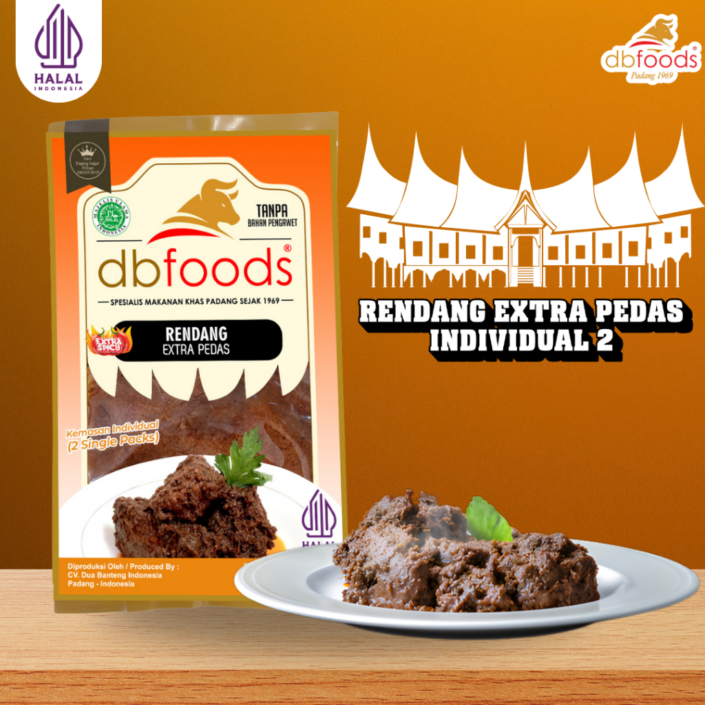 

DBFOODS Duo Rendang Extra Pedas Siap Makan Praktis Asli Padang