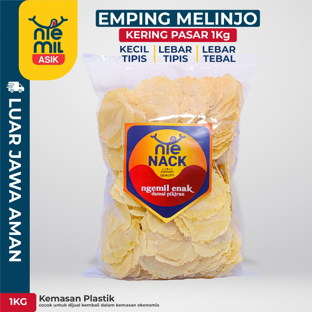 

Emping Melinjo KERING PASAR 1kg - Kecil Tipis / Lebar Tipis / Lebar Tebal - Kemasan Plastik