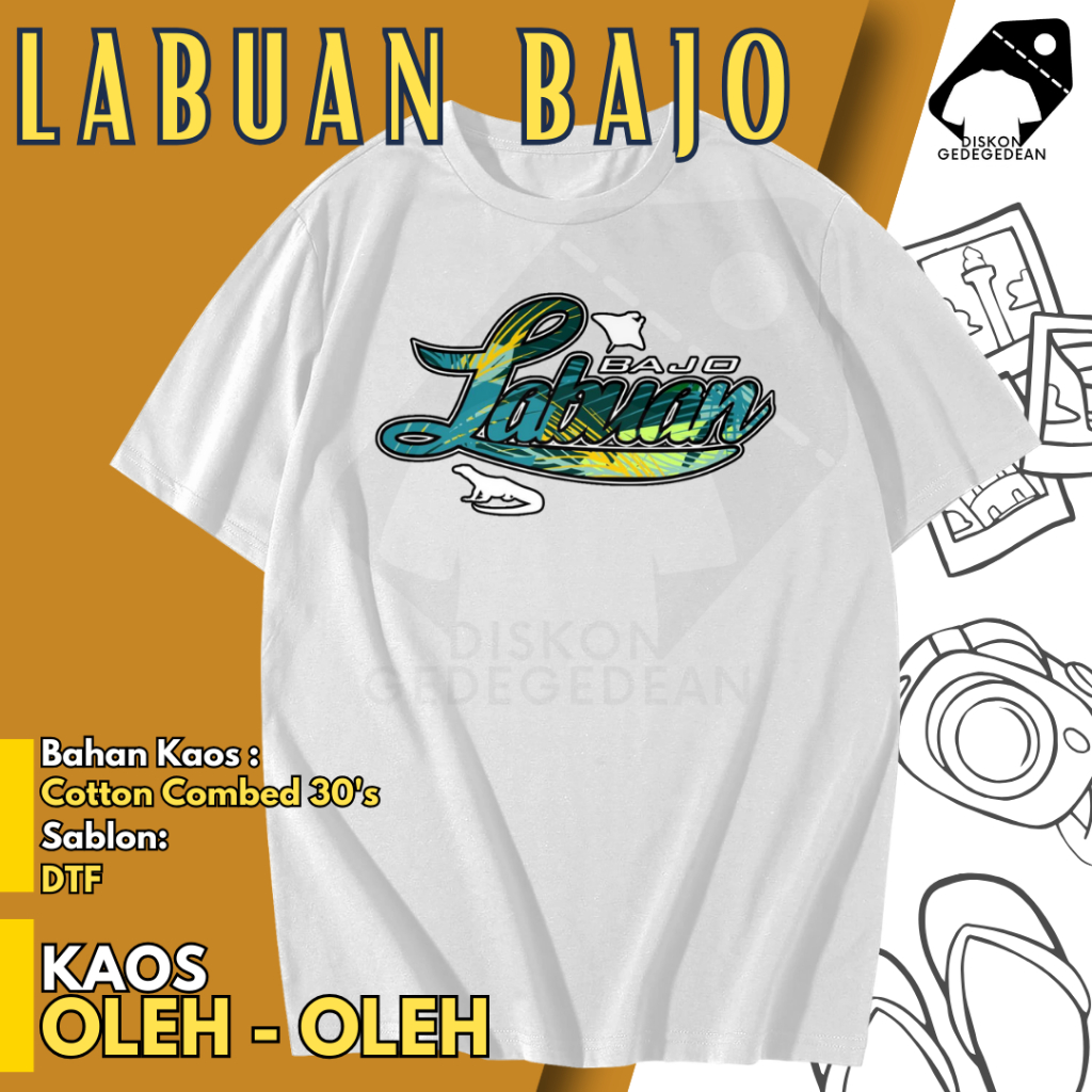 Diskongedegedean Kaos Souvenir Labuan Bajo Baju Tshirt Oleh Oleh Kota Indonesia Labuan Bajo Dewasa A