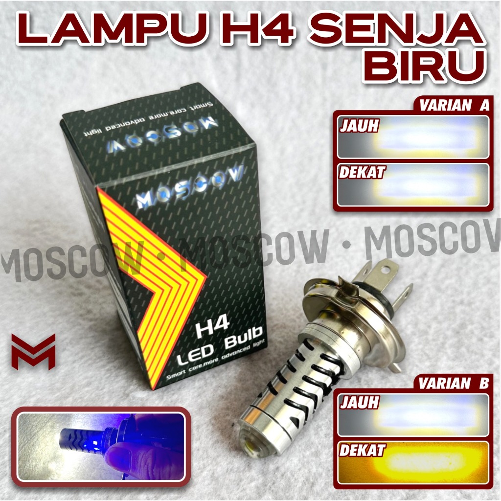 Lampu Led H4 Laser Senja Biru Bholam Depan Utama Motor Led H4 Laser jauh dekat Putih Kuning HEADLAMP