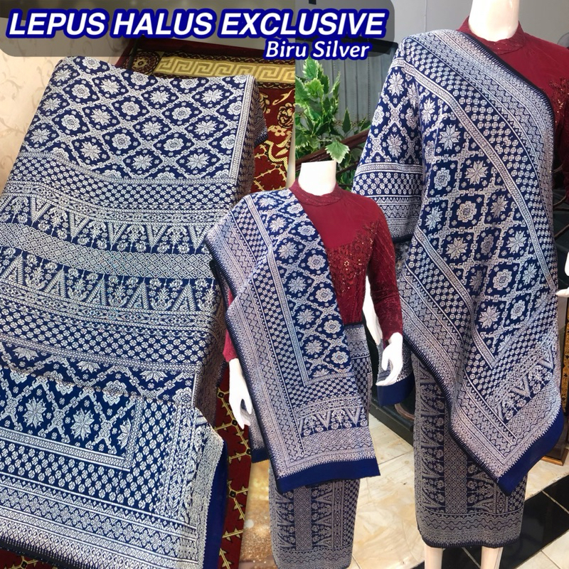 Songket Lepus Halus Exclusive warna Biru Silver  /songket tenun asli palembang /ilham songket palemb
