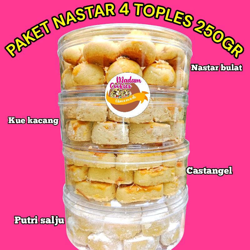 

PAKET PARCEL NASTAR / KUKER 4TOPLES 250GR/ NASTAR PUTRI SALJU CASTANGEL / KUE LEBARAN / PARCEL LEBARAN/ KUE KERING LEBARAN /NASTAR HOMEMADE