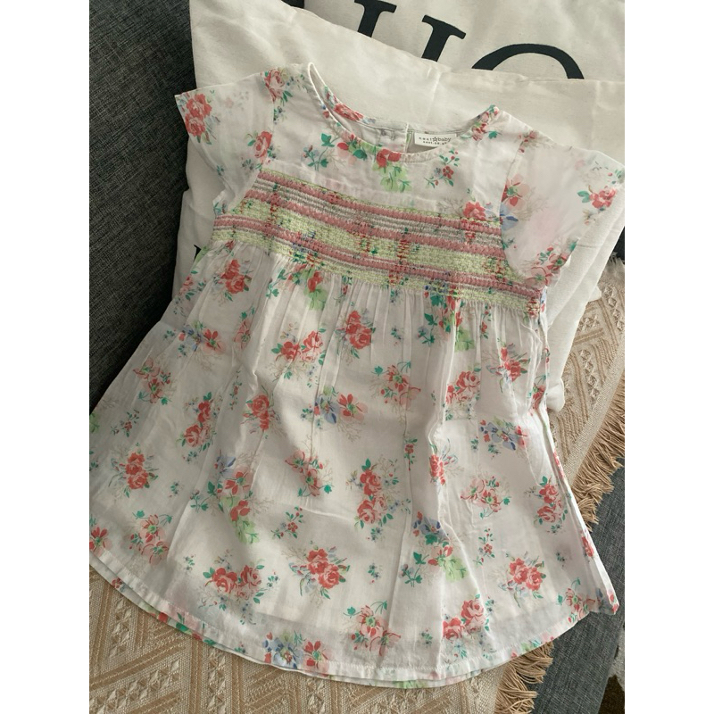 preloved dress smocked handsmocked next baby bunga vintage smocked bayi anak perempuan size 12-18m