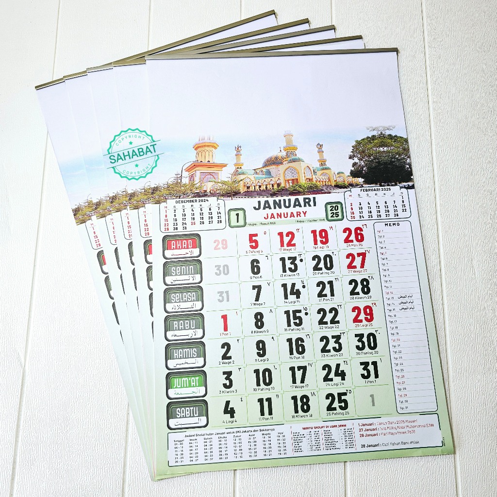 

KALENDER KERJA UKURAN MEDIUM 32 X 48 GAMBAR MASJID KERTAS HVS WARNA TAHUN 2025