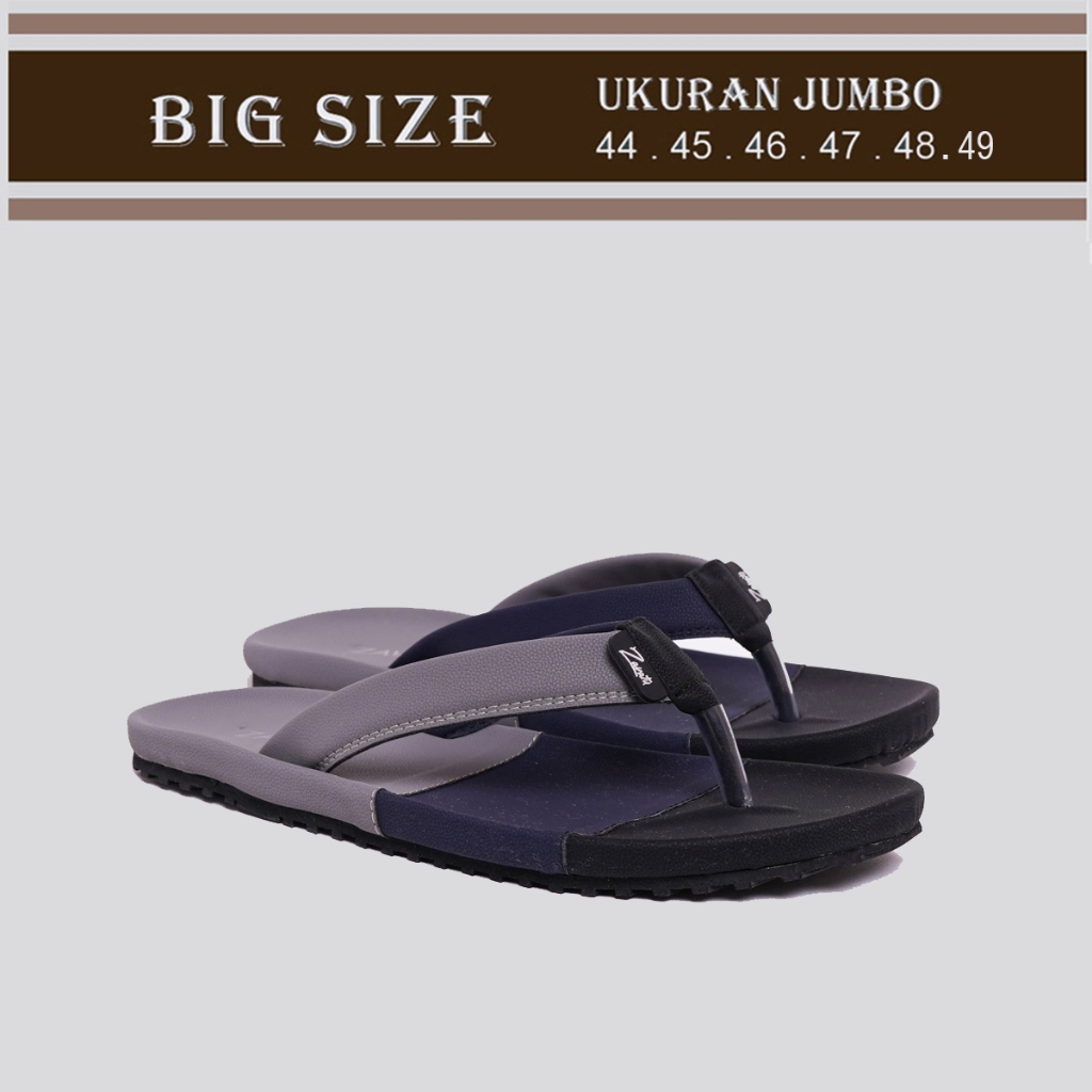 BIGSIZE 40-49 | Sandal Capit Pria Jumbo Sendal Flip flop Jepit Strap Kulit Suede Karet Anti Licin