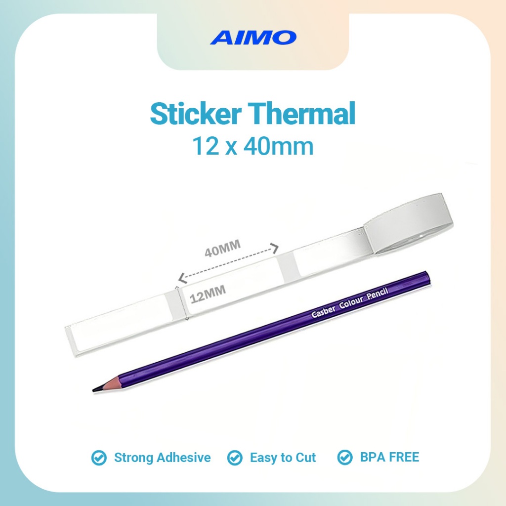 

AIMO Sticker Thermal Paper 12mm X 40mm 3/8" X 1 1/2" 160 Labels/Roll D35 Thermal self-Adhesive Label