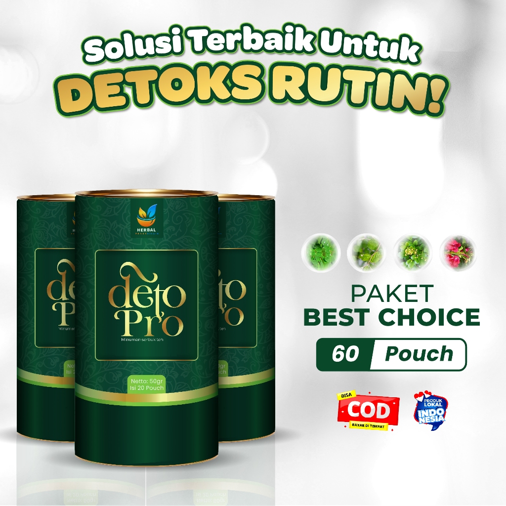 

Bundling 3 Kaleng Deto Pro Detox Sistem Pencernaan Detox Diet Sehat Menurunkan Berat Badan Teh Celup Daun Bidara, Daun Kelor Pelangsing Badan