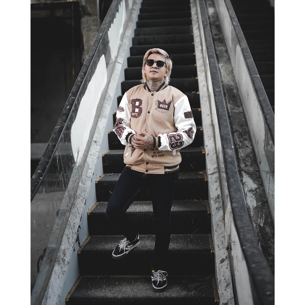 BGSR Jaket Varsity Baseball Jacket tangan kulit tebal VARSITY KING