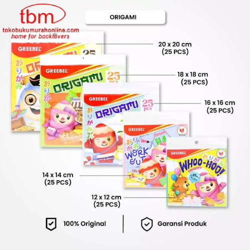 

TBMO GREEBEL Origami Kertas Lipat / Paper Craft 5 Warna isi 25 Lembar