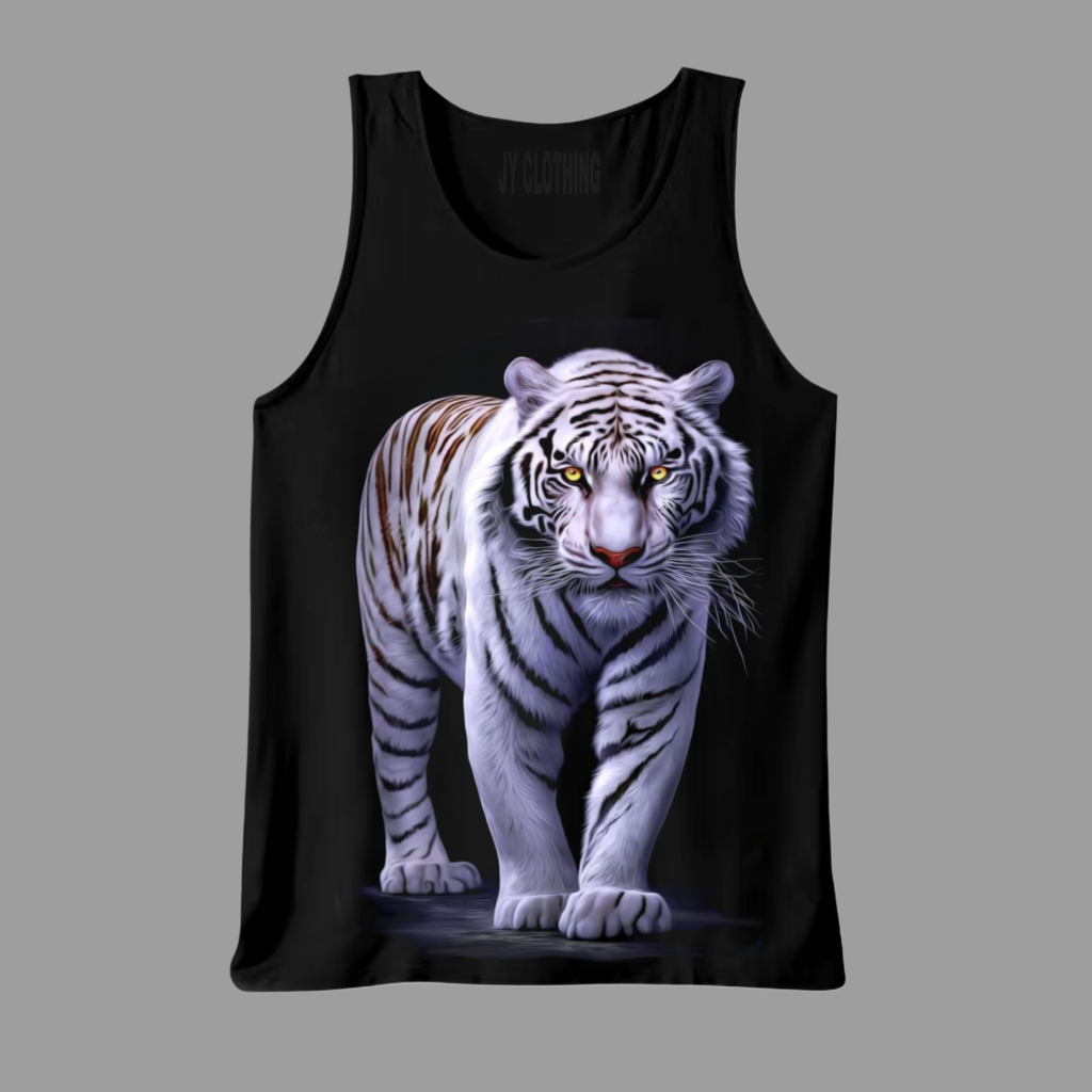 Singlet Pria Hitam Santai Motif Macan Mc 36