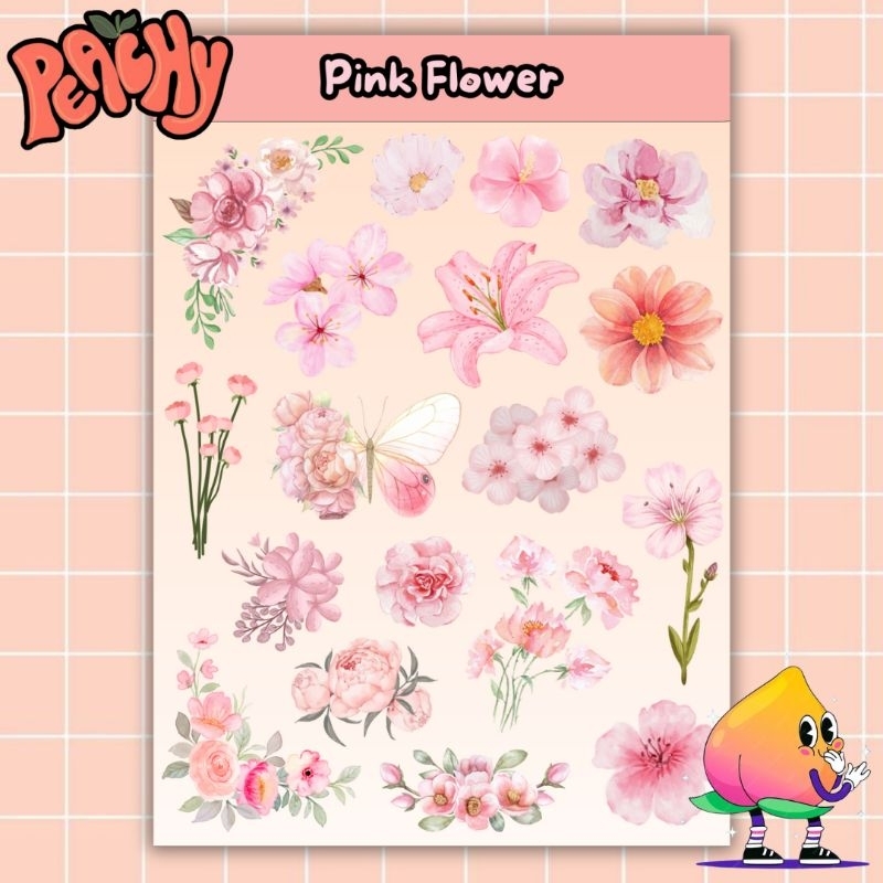 

Peachy SS - Pink Flower Sticker Sheet | sticker Waterproof | sticker vinyl | sticker deco | sticker tumbler | stiker anti air | sticker buku journal | sticker HP laptop | sticker murah | sticker band | sticker helm | sticker pack | sticker A6 | aesthetic