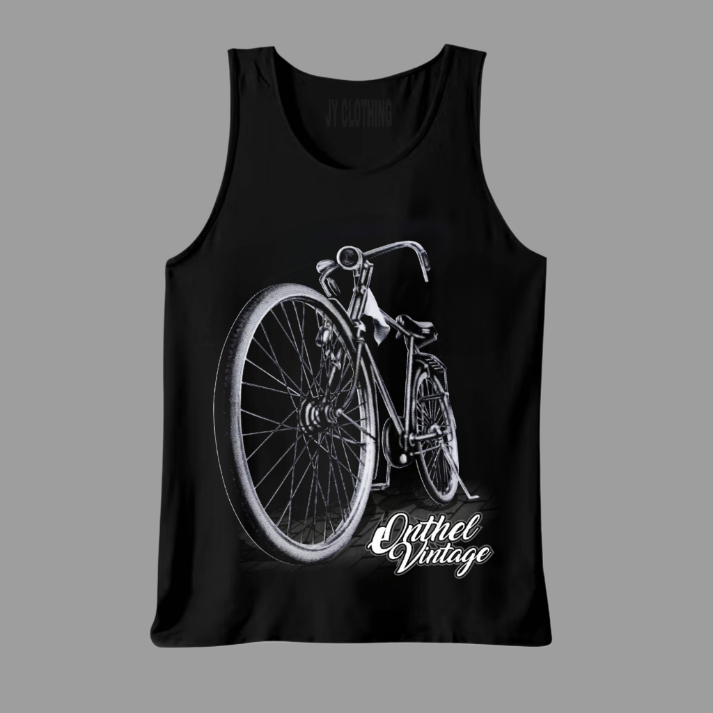 Singlet Pria Hitam Santai Motif Onthel