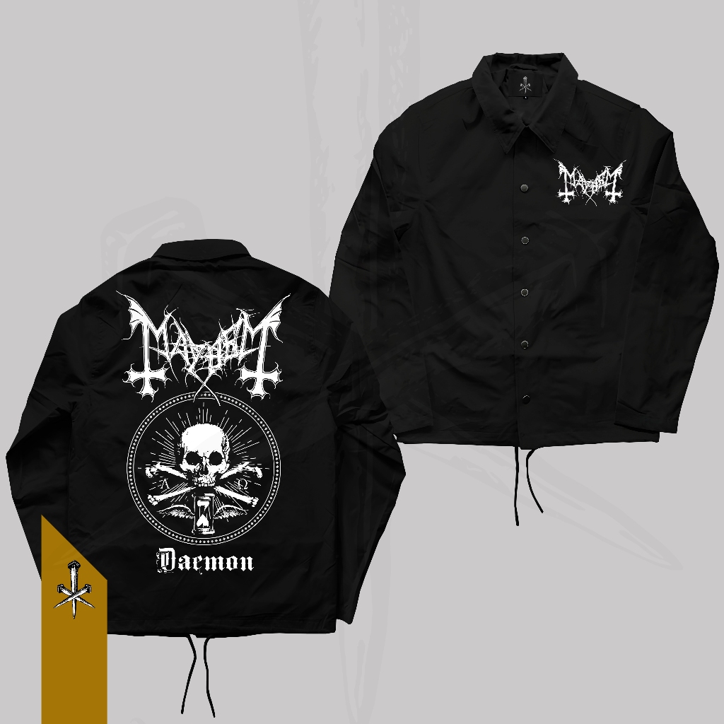 Coach Jaket Windbreaker Black Metal Band MAYHEM Hitam Kualitas Terbaik