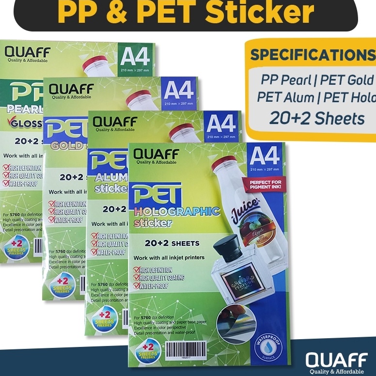 KODE E83Z Tahan air Stiker Label PET PP A4 22 Lembar Kertas Stiker Vinyl Inkjet Anti Air