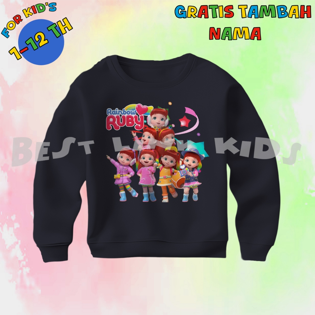 Sweater Anak Costum Rainbow Ruby Crewneck Anak Ruby Karakter