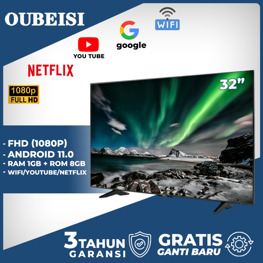 OUBEISI Smart TV LED 19/21/22/24/25 inch tv Digital  tv Android Televisi Netflix/YouTube - WiFi/HDMI