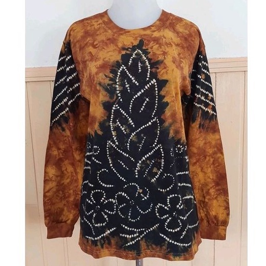 KODE N25L Kaos Hitam Hijau Putih Katun Motif Batik Sasirangan Jumputan Kaus Etnik Unik Uk S M L XL X
