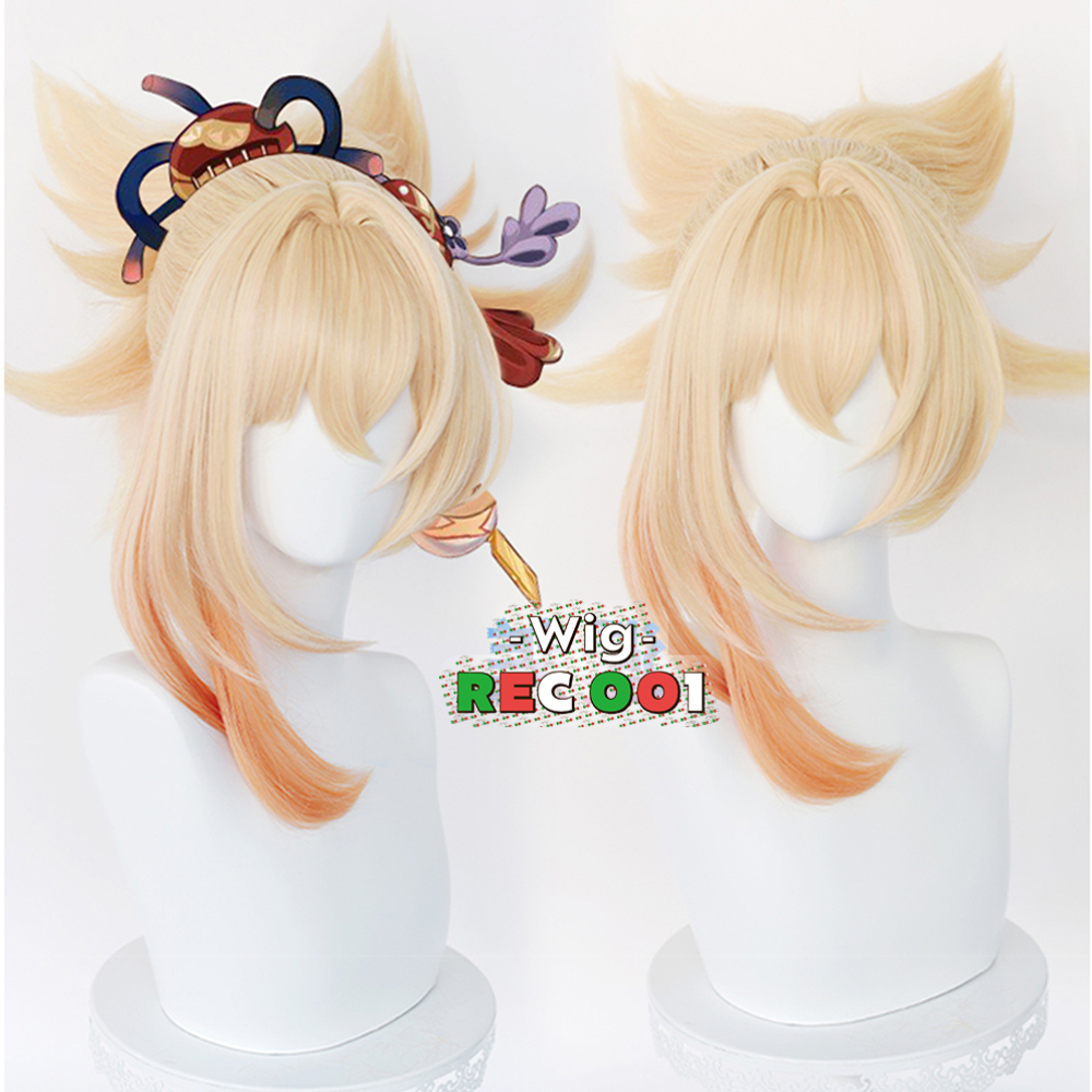 【M】Wig Yoimiya Cosplay Genshin Impact 50cm about Rambut Orang Dewasa/Anak-Anak Dapat Menggunakannya