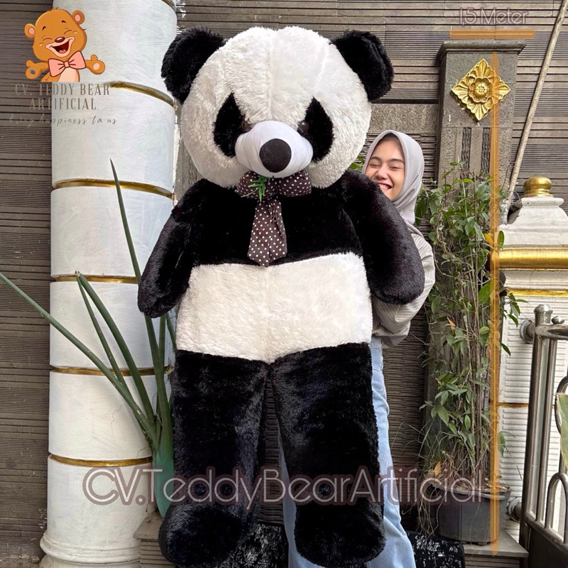 Boneka Teddy Bear Beruang Panda Hitam Putih Besar 1,5 Meter Super Jumbo Premium Hadiah Anak