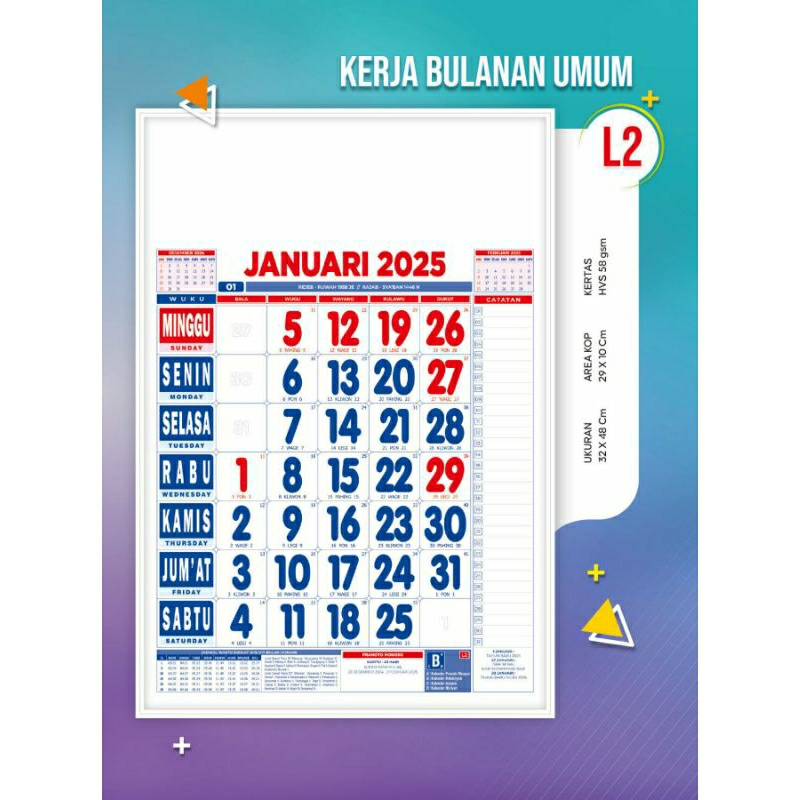 

KALENDER KERJA 2025 CUSTOM ISI 100 PCS FREE DESAIN KOP MURAH AWET