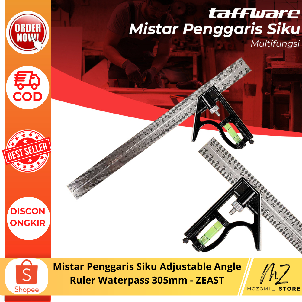 

Mistar Penggaris Siku Adjustable Angle Ruler Waterpass 305mm / perkakas / aksesoris tukang