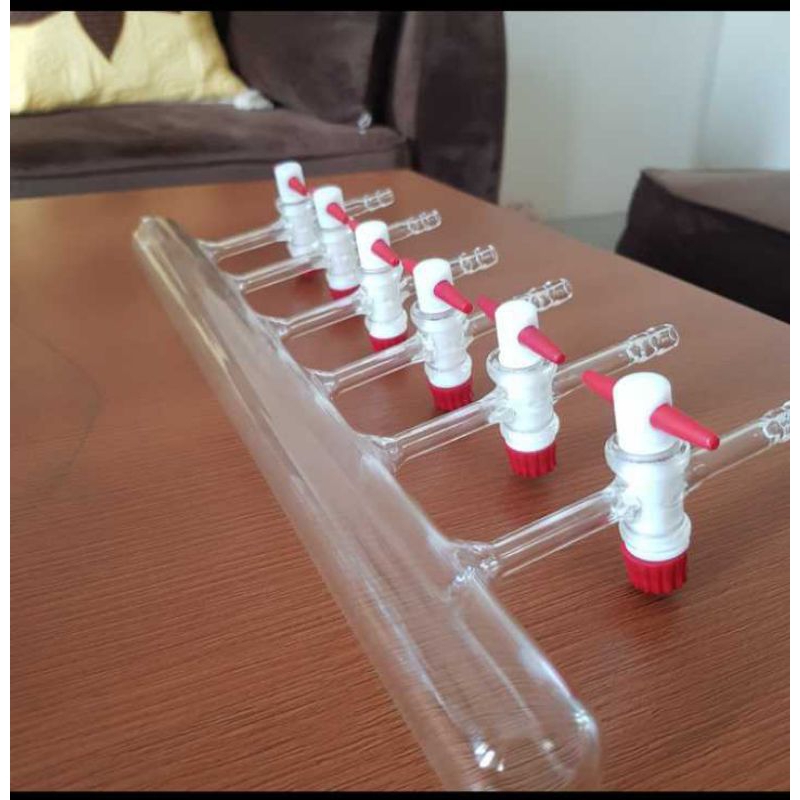 manifold glass vacum 6 ports, PTFE stopcock