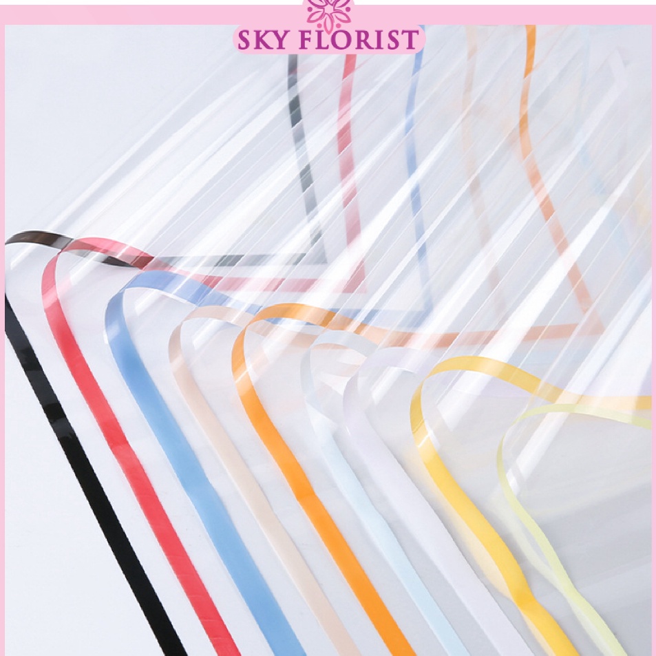 

Importir Resmi 2 LEMBAR Flower Wrapping Transparant Line Color Kertas Buket Bunga Cellophane KB67