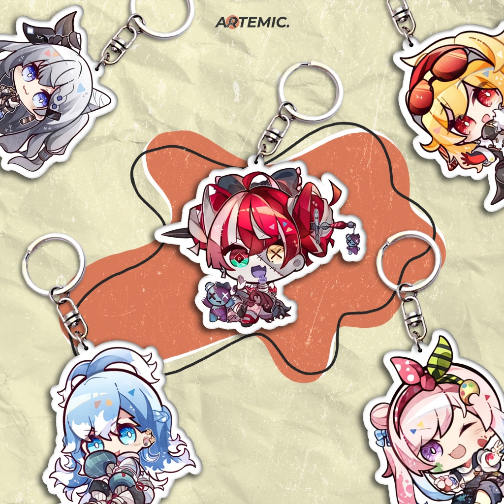 Keychain Akrilik 2sisi Kecil | Ganci Aesthetic | Hololive ID | Vtuber