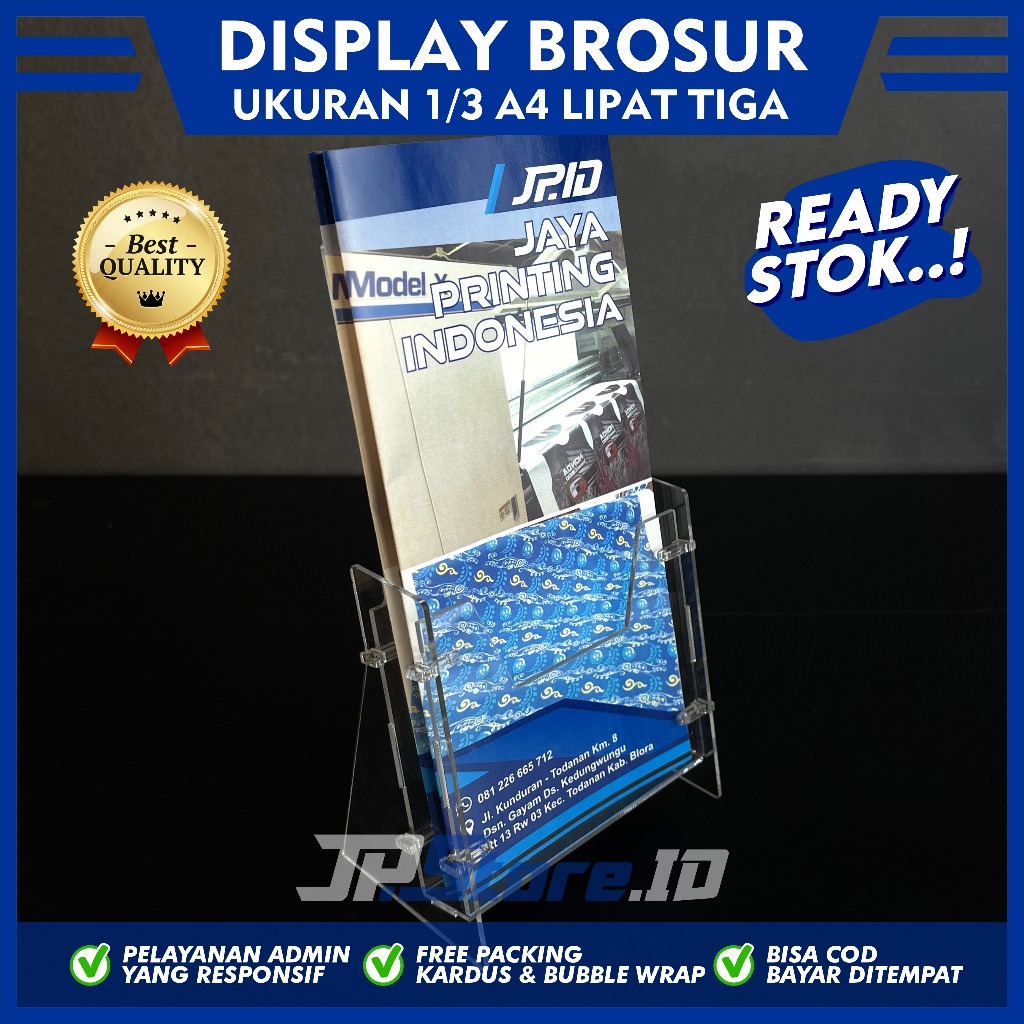 

Tempat Brosur Akrilik Uk. 1/3 A4 Lipat Tiga / Display Brosur Acrylic / Rak Brosur Knock Down
