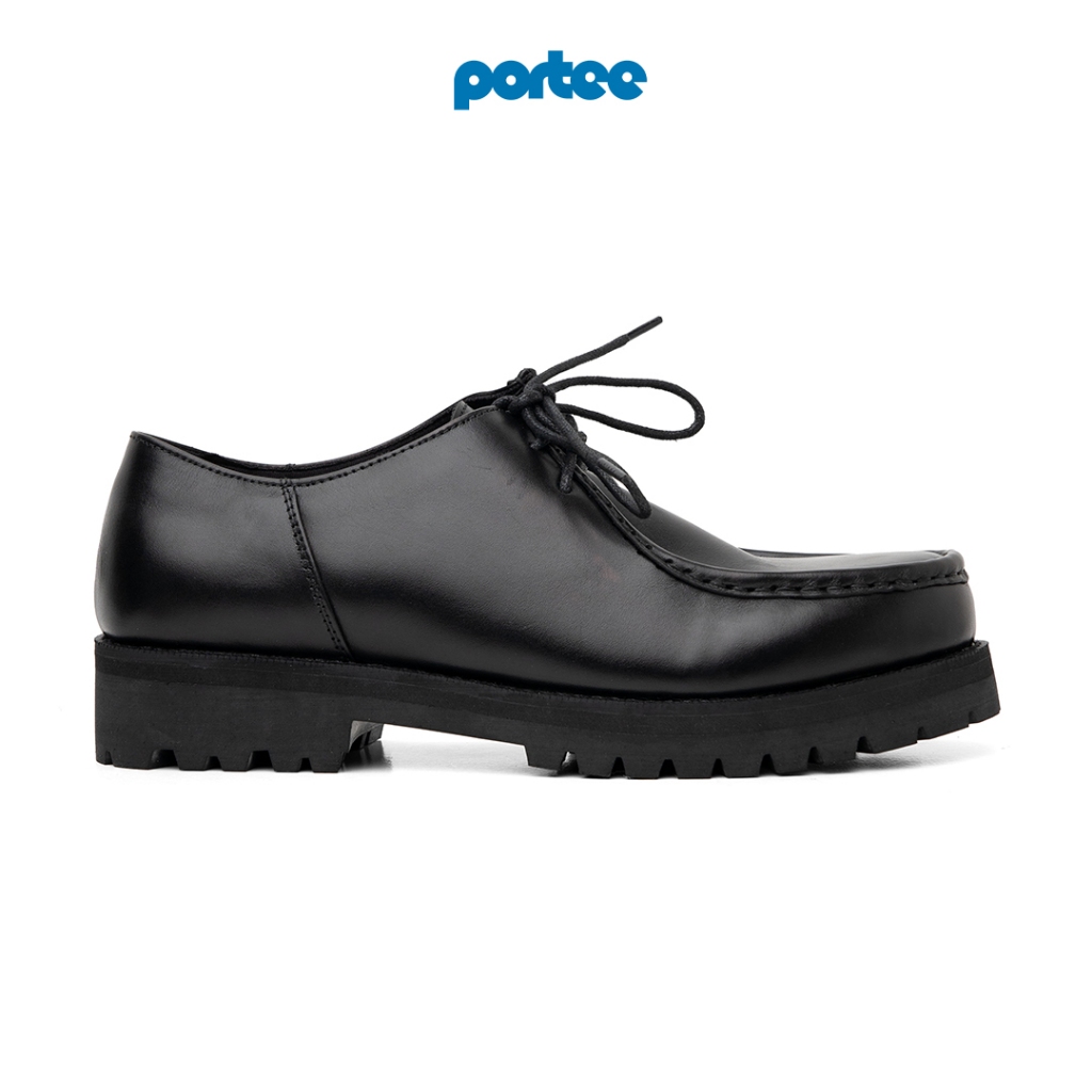 Portee Goods Sepatu Kulit Casual Pria Chunky Moccassin Hitam