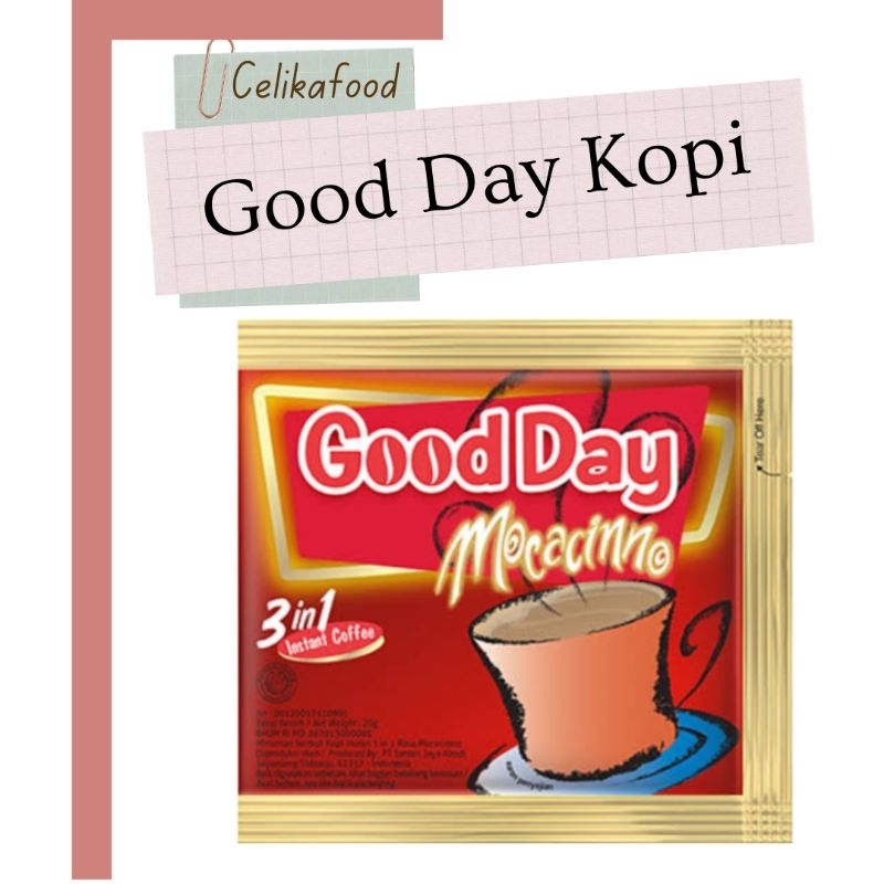 

Kopi Good Day Mocacino 20gr 3 In 1 Coffe Instan