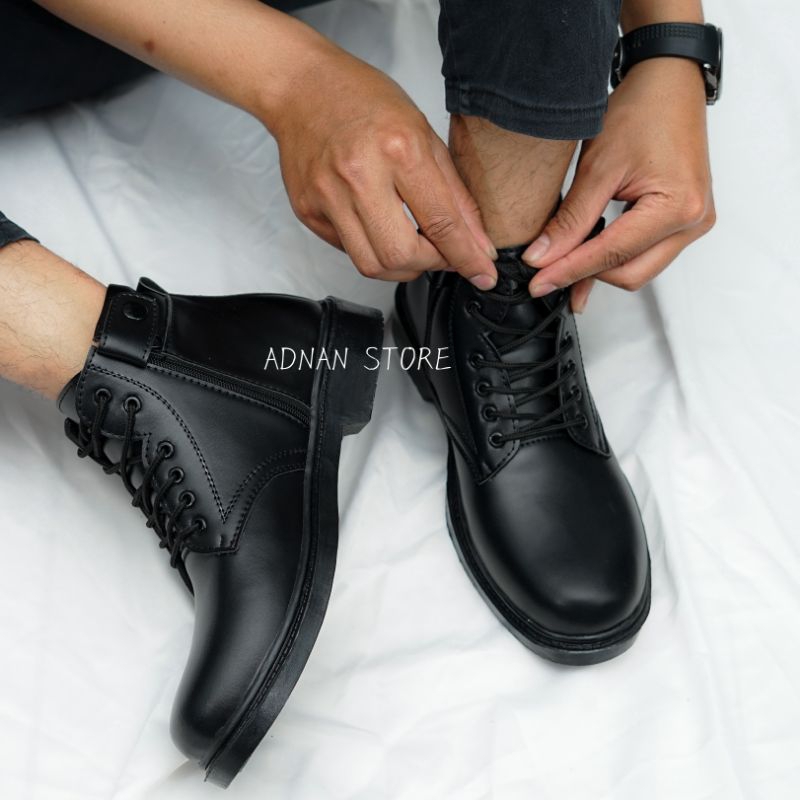 PDH PRIA Tali Sepatu Dinas Harian Pria Model Tali dan Resleting untuk Seragam Kerja Warna Hitam Tali