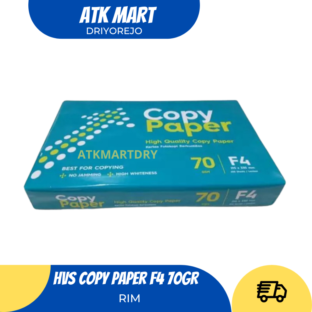 

HVS COPY PAPER 1 RIM F4 TEBAL 70 GRAM COPIER UKURAN KERTAS FOLIO