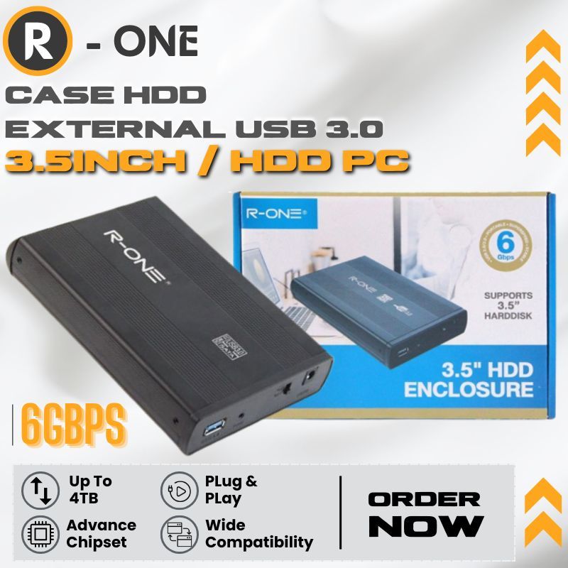 Casing HDD 3.5 sata Eksternal External 3,5 inch case USB 3.0 Aluminium - R-ONE