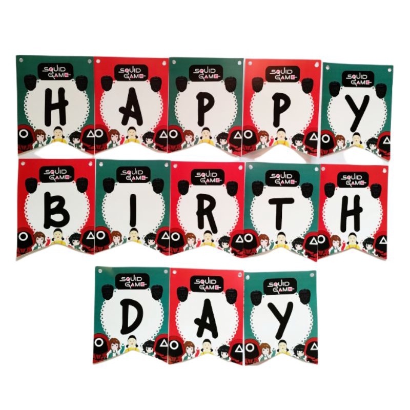 bunting flag garland flag banner flag ulang tahun tema squid game
