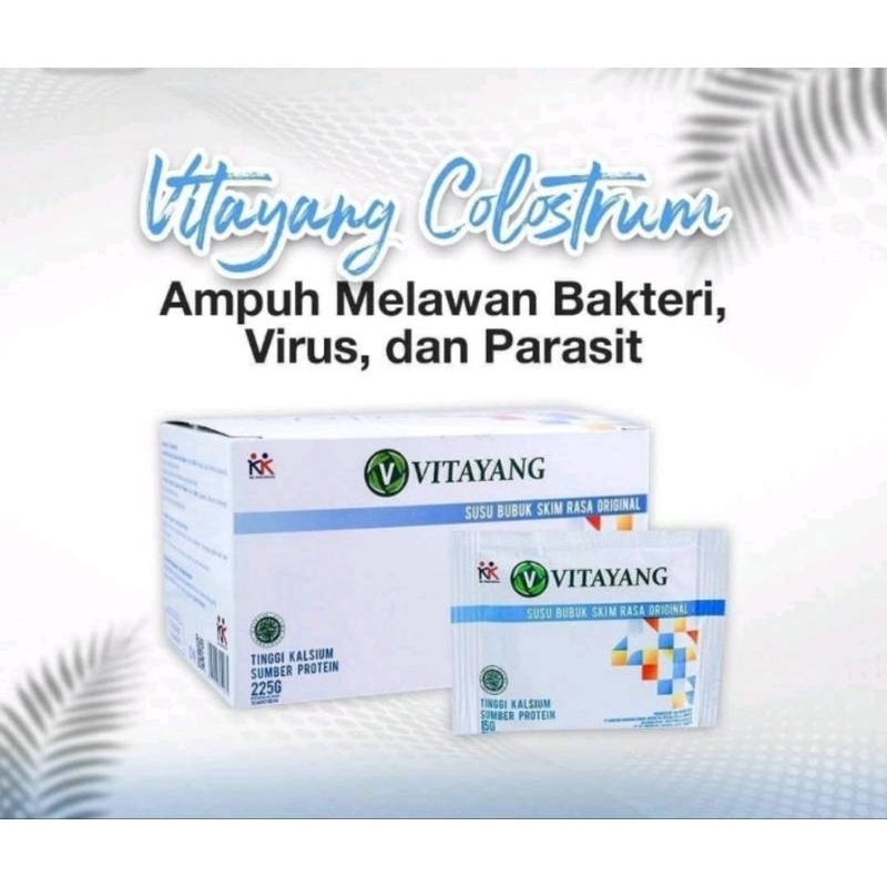 

Vitayang Susu Bubuk Skim Rasa Original (Colostrum) isi 15 sachet per box/ susu kesehatan rendah laktosa