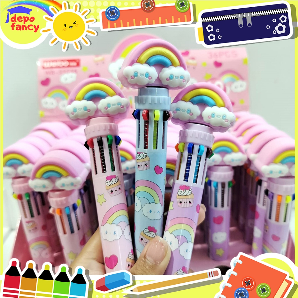 

Bulpen 10 Warna WB-55548 Rainbow / Balpen / Bulpoint / Pulpen / Pena / Pen