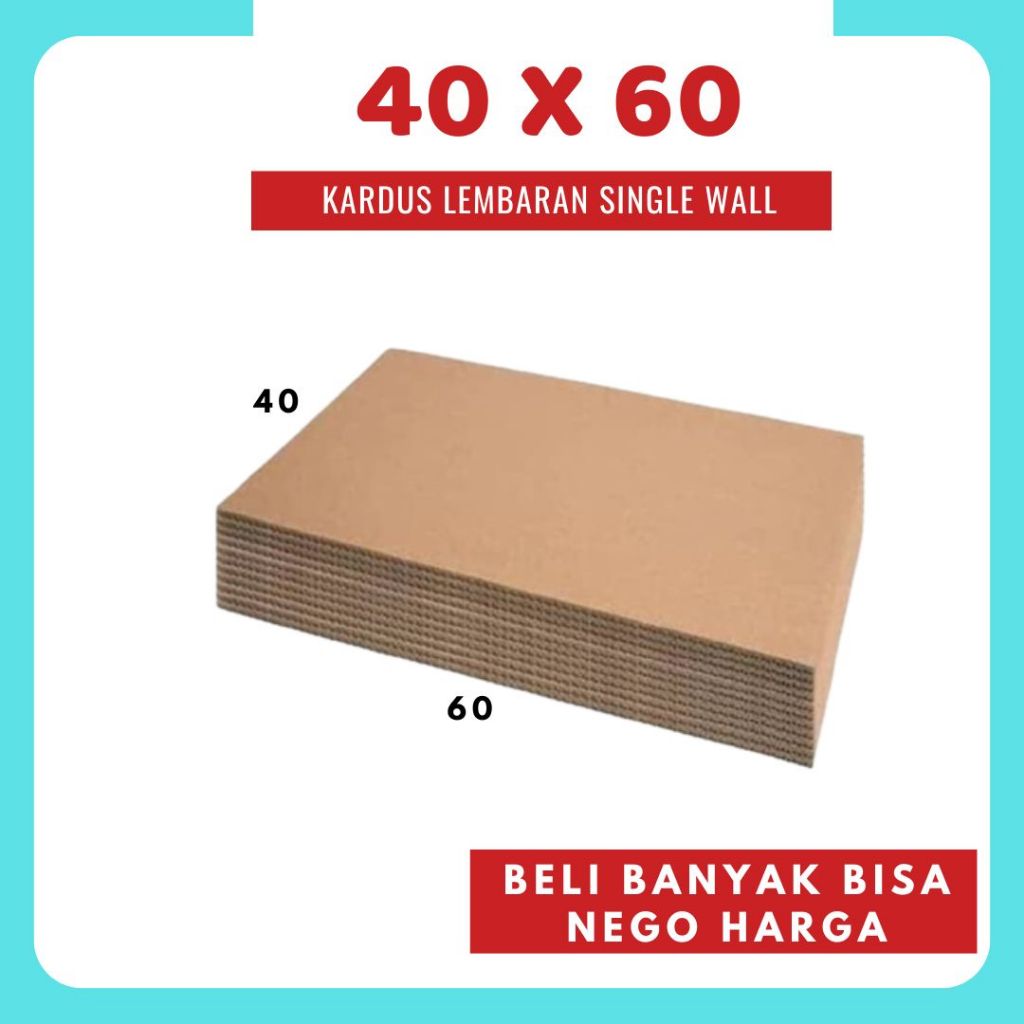 

Sheet Lembaran 40x60 / 40x50 / 40x40 / 40x30 / 40x20 / 40x10 Kardus Polos Single Wall Coklat Karton
