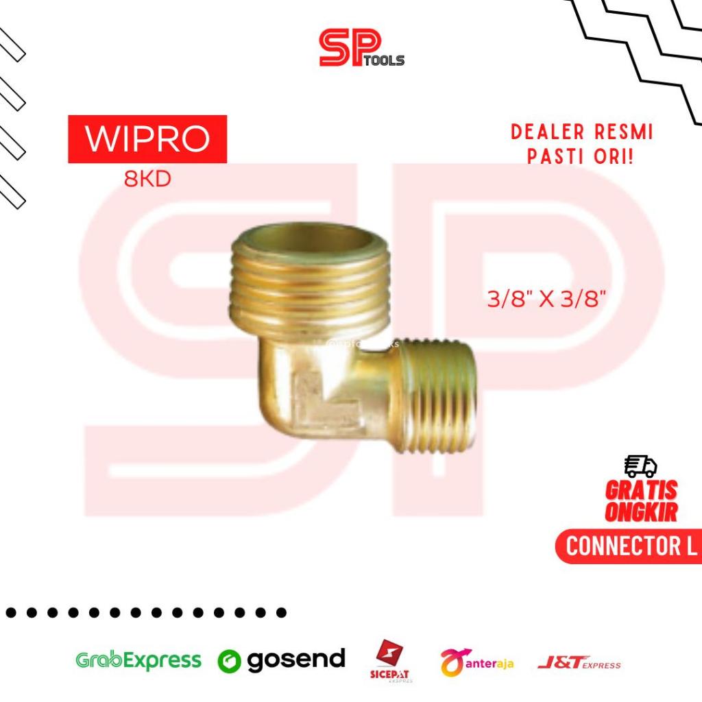SPAREPART ELBOW KUNINGAN DRAT LUAR CONNECTOR L 3/8" x 3/8" COMPRESOR KOMPRESOR WIPRO 8KD 3/4HP