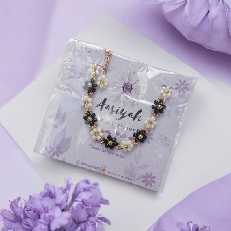 Beads Bracelet Premium MGB White Shell mix Black Ceko